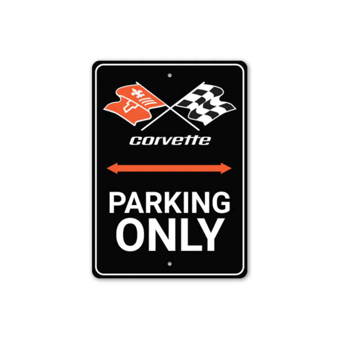 Corvette Flag Badge Parking Only Sign