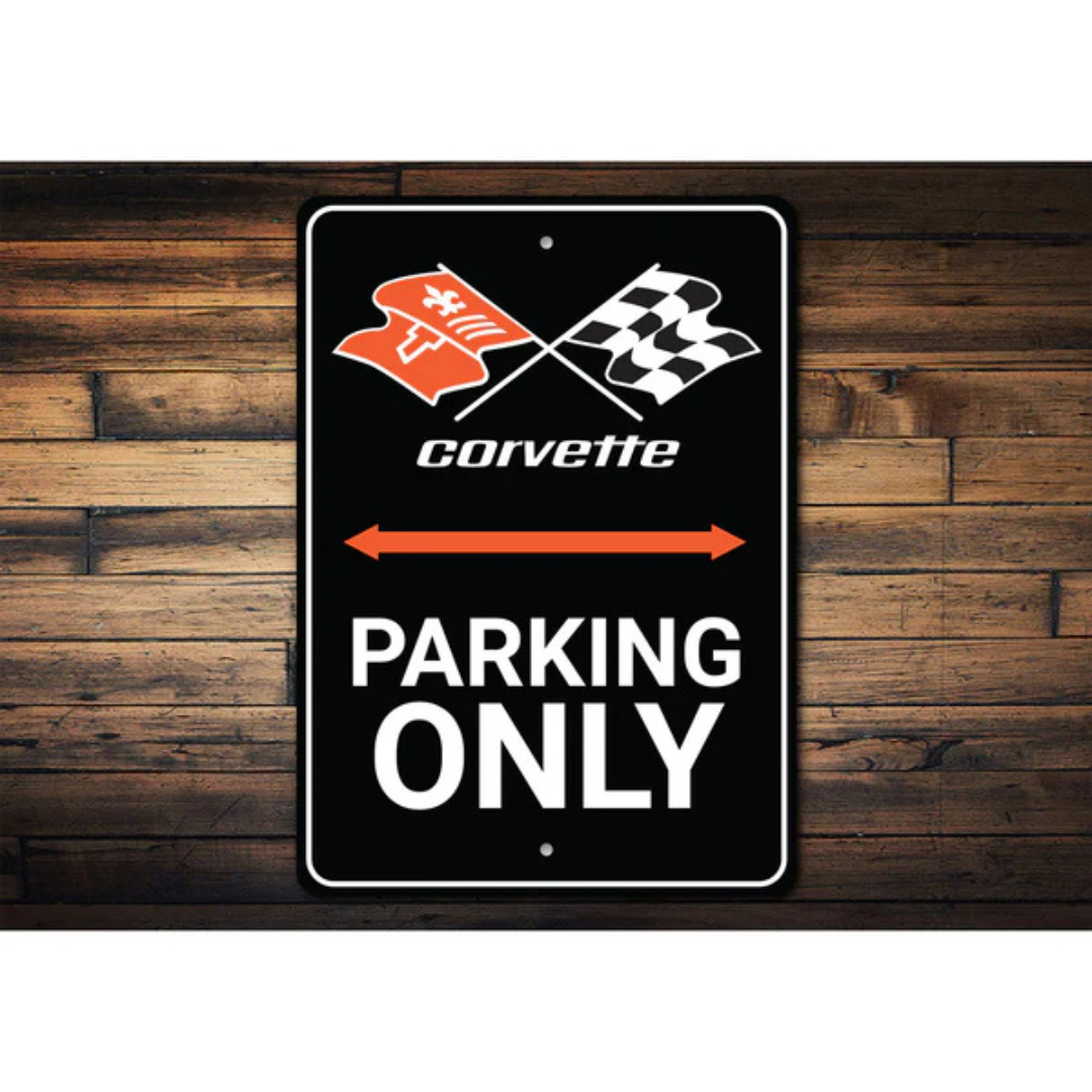 Corvette Flag Badge Parking Only Sign