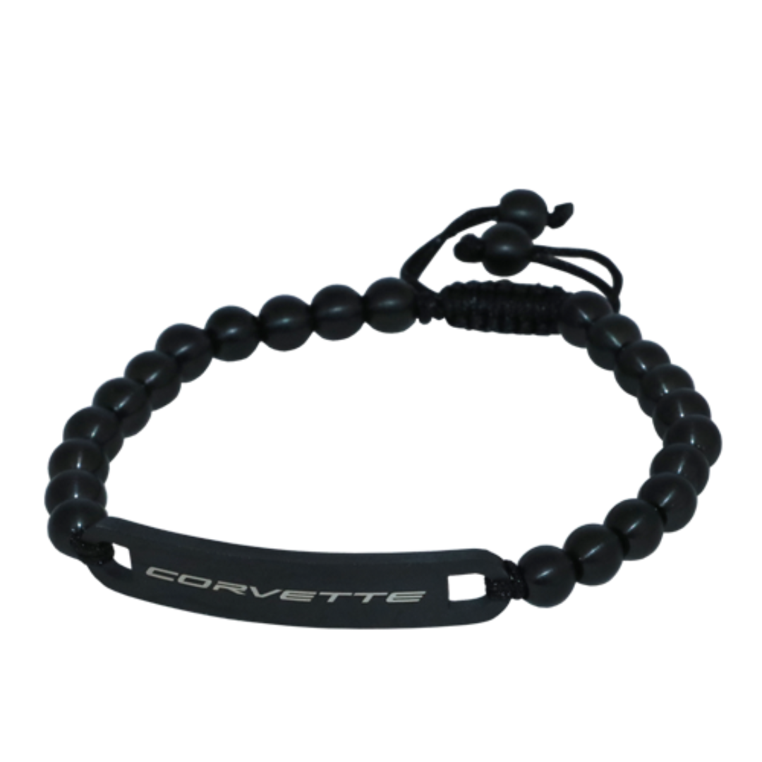 C8 Corvette Black Beaded Adjustable Bracelet