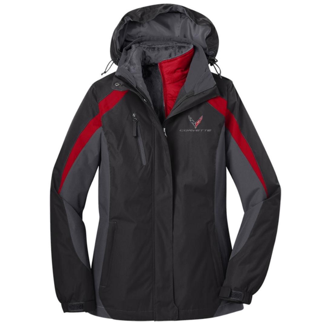 Ladies C8 Corvette Colorblock 3 in 1 Jacket