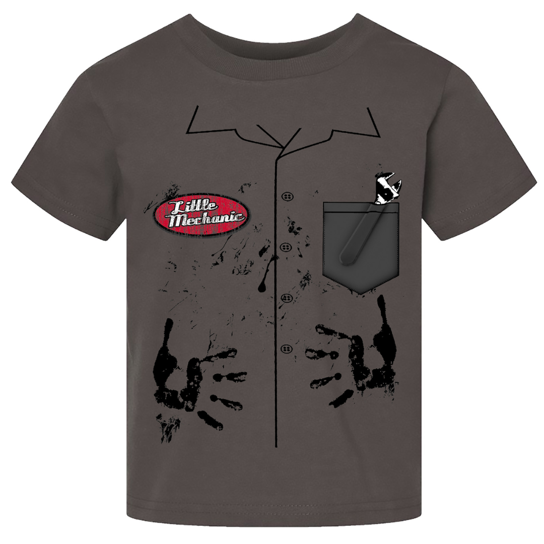 Little Mechanic Vintage Garage Toddler Grey Tee