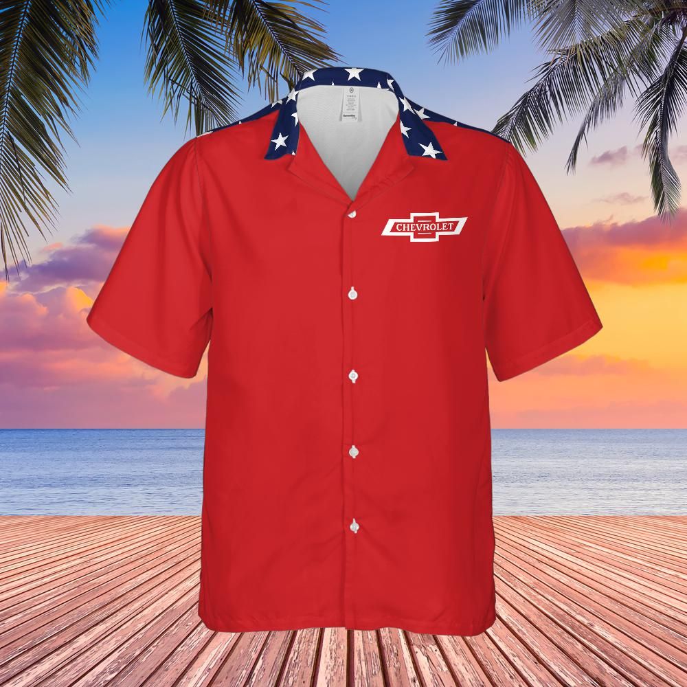 Chevy  Red White and Blue with Stars and Stripes Men’s Americana Hawaiian Shirt