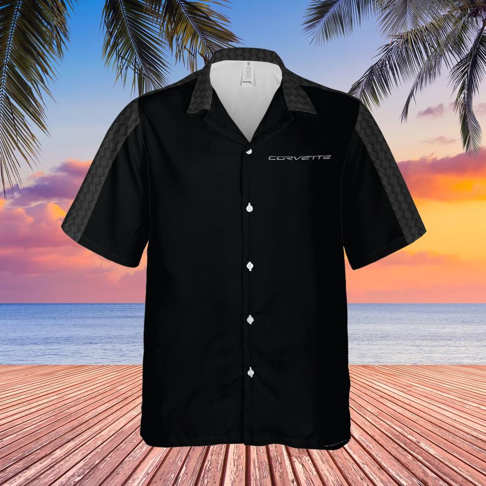 Chevrolet Corvette Hawaiian Shirt Black Carbon