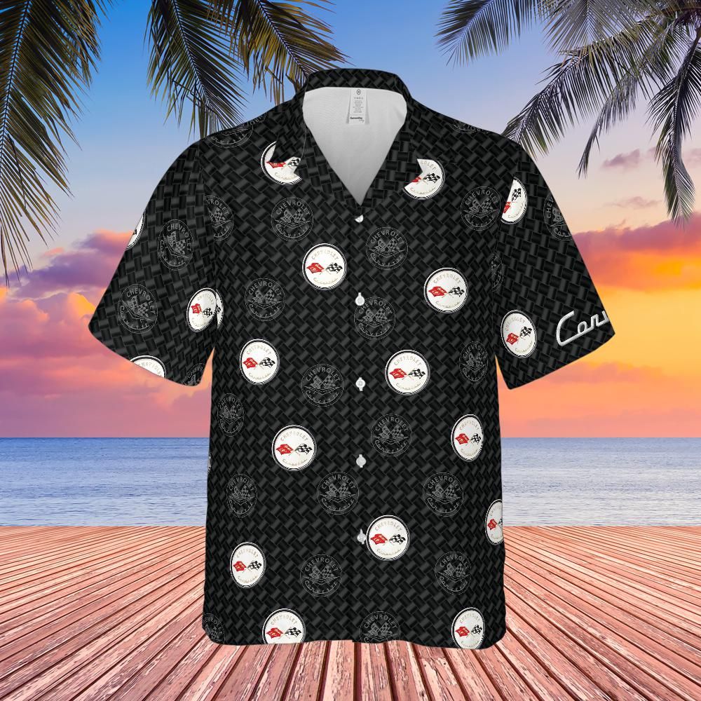 C1 Corvette Men’s Carbon Flag Repeated Logo Hawaiian Shirt