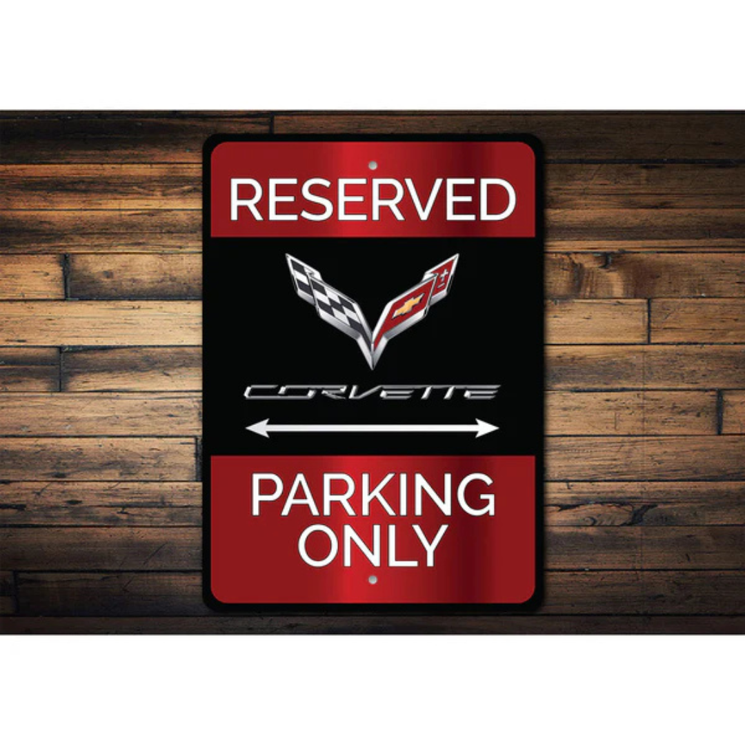 Reserved Corvette Parking Only Metal Decor Sign