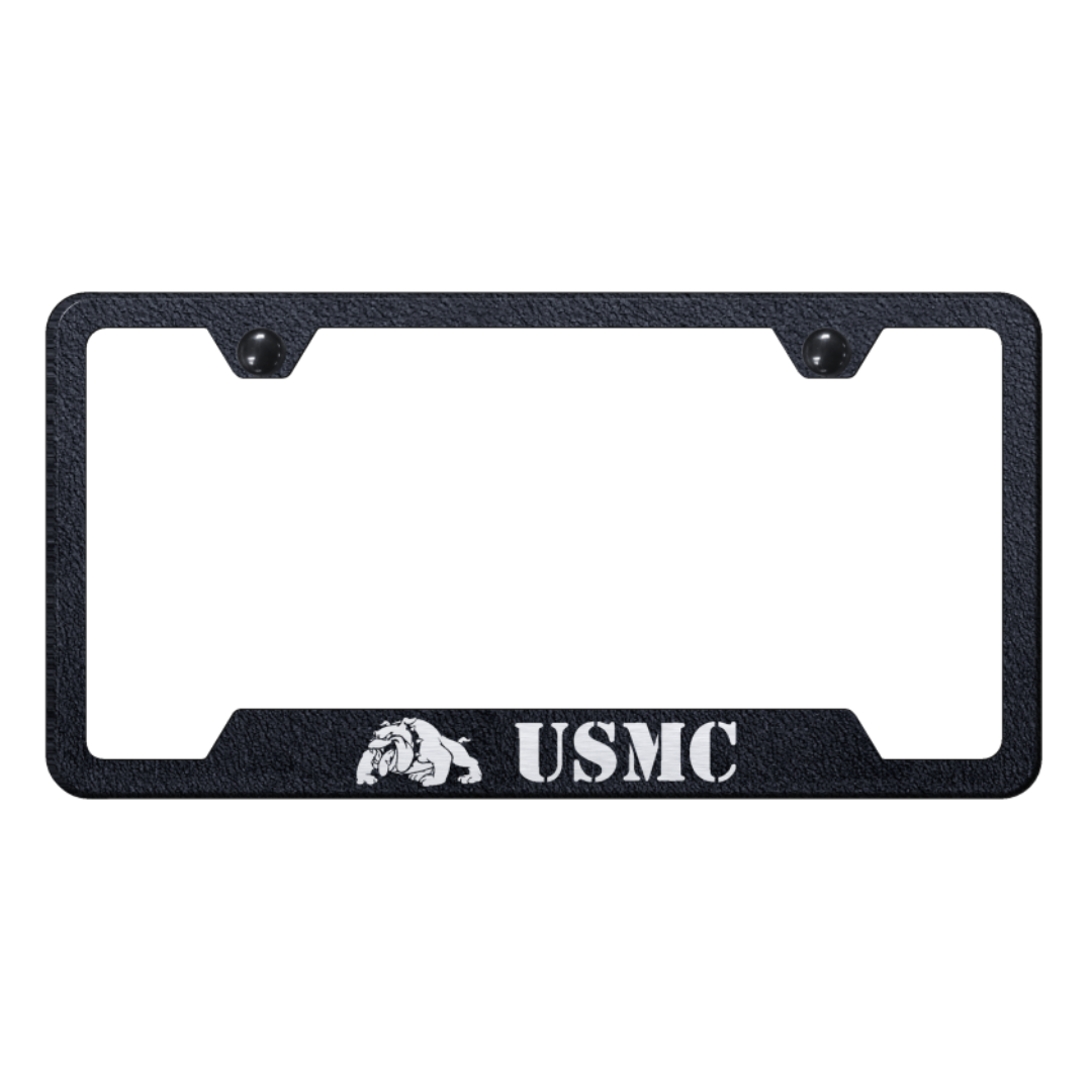 usmc-bulldog-cut-out-frame-laser-etched-rugged-black-44620-corvette-store-online