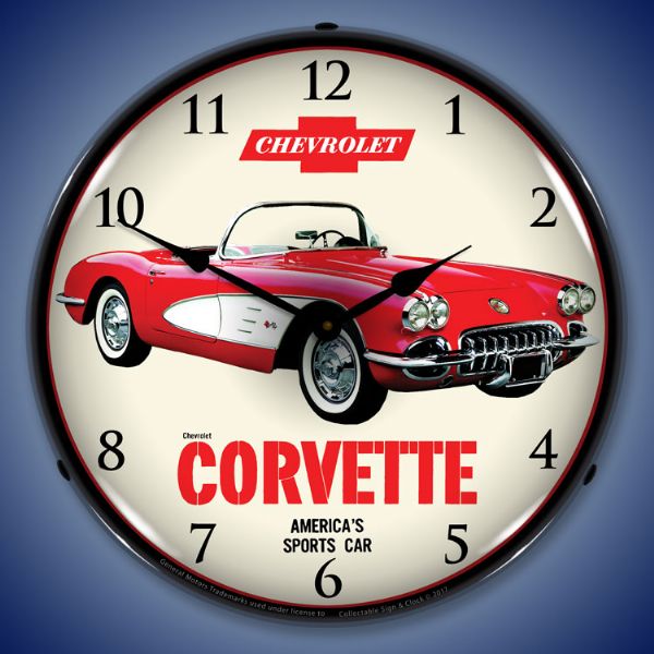 1959 Chevrolet Corvette Lighted Wall Clock - [Corvette Store Online]