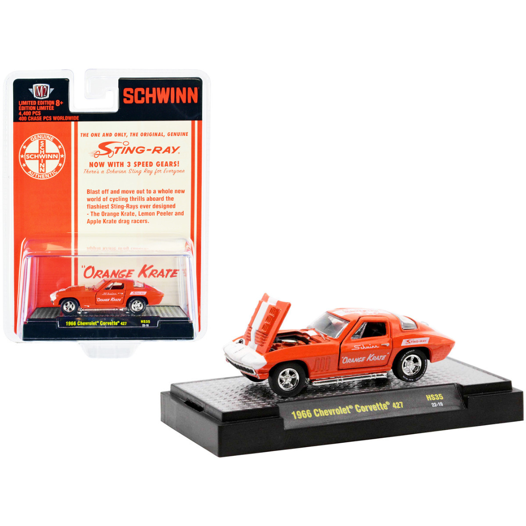 1966 Corvette 427 #68 "Schwinn Orange Krate" Limited Edition 1/64 Diecast Model Car by M2 Machines