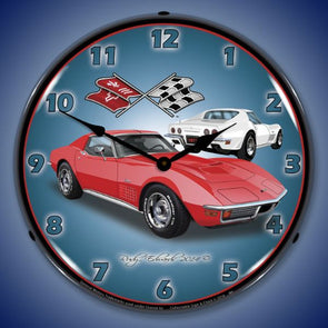 1971 Corvette Stingray Red Lighted Wall Clock - [Corvette Store Online]