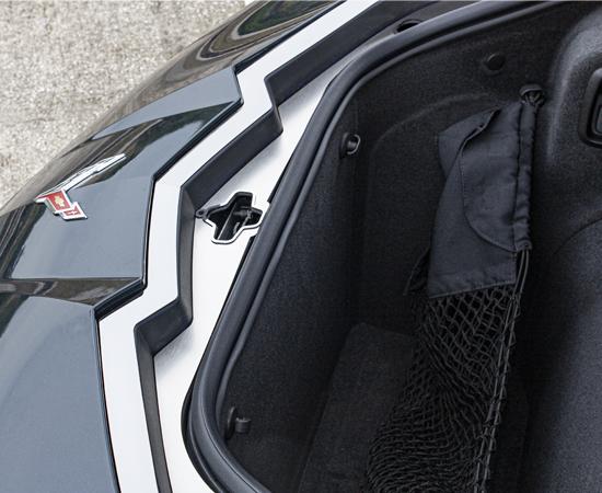 C8 Corvette - Frunk Latch Plate - 2 Piece Brushed Stainless Steel with Polished Trim
