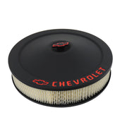 14-Inch-Air-Cleaner-Kit---Black-W/Red-Logos-&-Bowtie-Center-Nut-203690-Corvette-Store-Online