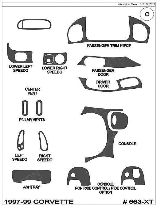 15-Piece-Dash-Overlay-Kit---Black-W/Ride-Control-207089-Corvette-Store-Online