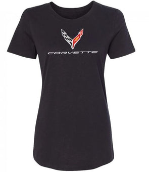 Ladies-Signature-T-shirt-W/Cross-Flags-&-Script---Small-209390-Corvette-Store-Online
