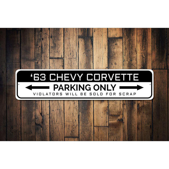 '63 Chevy Corvette Parking - Aluminum Sign