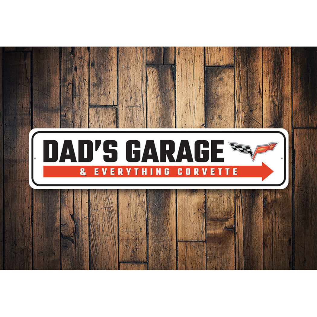 C6 Corvette Dads Garage Everything Corvette - Aluminum Sign