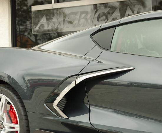 C8 Corvette - Side Vent Trim 4Pc | Brushed Stainless Steel w/Chrome Molding