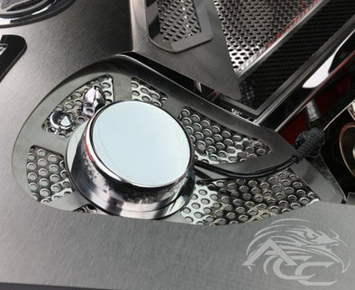 C8 Corvette - Perforated Shock Tower Cover Inserts with Chrome Cap - 2 Pieces