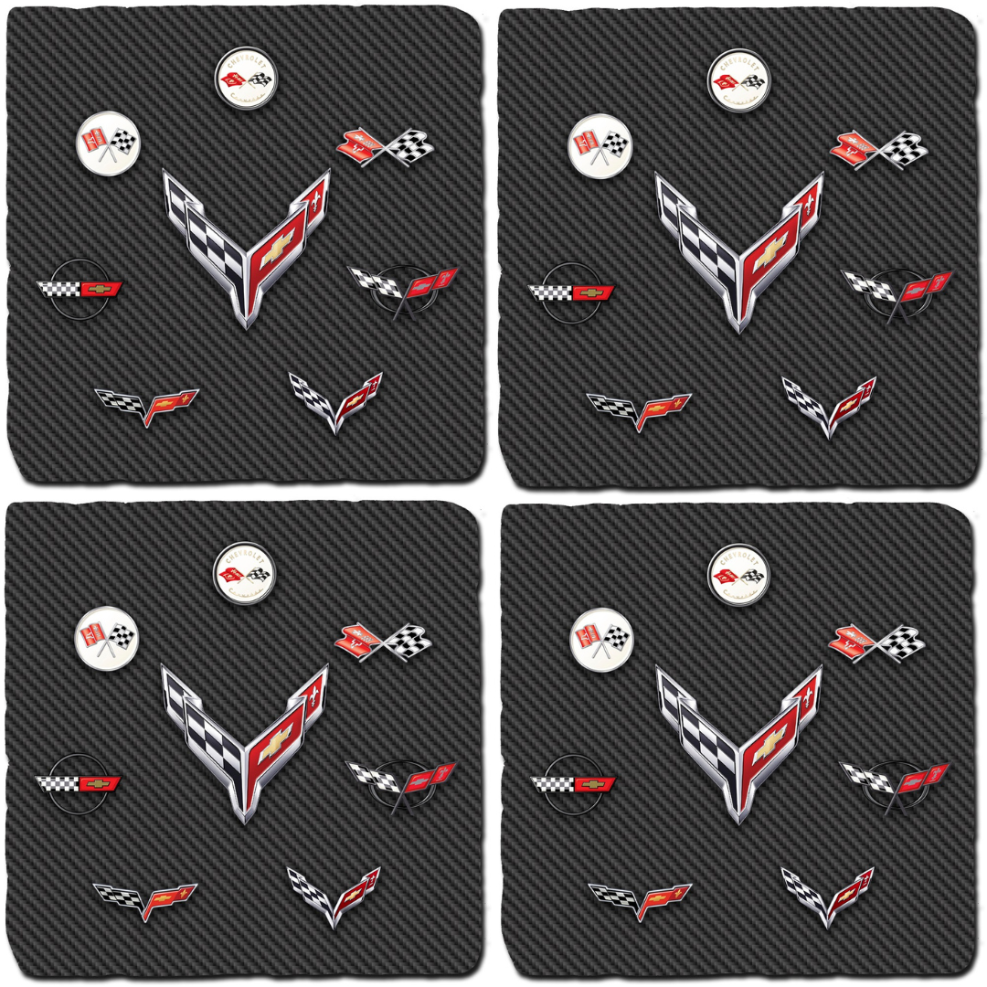 c1-c8-corvette-generations-carbon-fiber-tile-coaster-bundle-set-of-4
