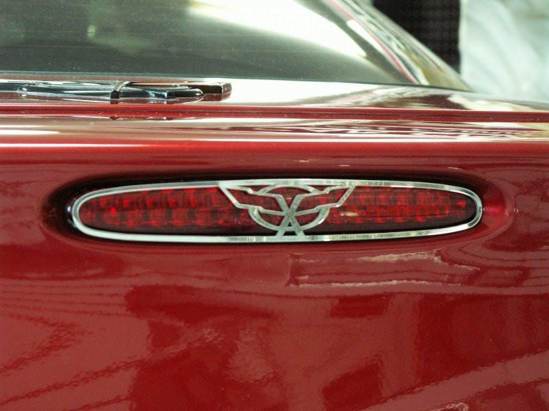 C5 Corvette 5th Brake Light Grille | 1Pc with Crossed Flags | Polished Stainless Steel