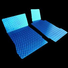 C5 Corvette Blue Diamond Plate Aluminum Floor Mats 2Pc