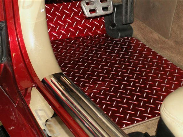 C5 Corvette Red Diamond Plate Aluminum Floor Mats 2Pc