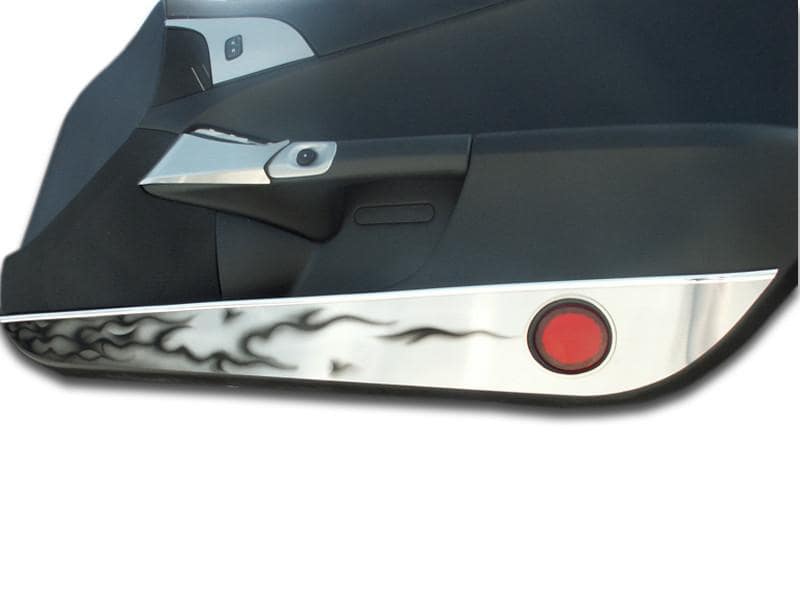 C6 Corvette Door Guards Brushed Stainless Steel w/ Black Flames