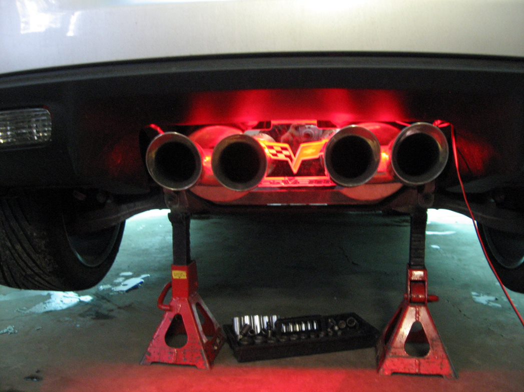 Corvette C6 Dual Logo Rear Exhaust Enhancer Plate (Black