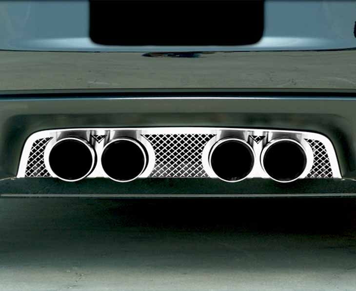 C6 Corvette Exhaust Filler Panel Laser Mesh Stainless Steel (NPP Dual Mode Exhaust)