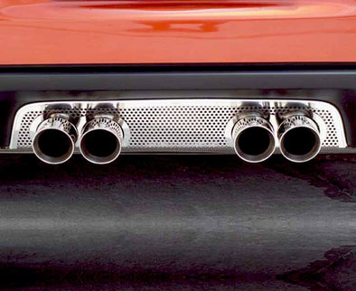 C6 Corvette Perforated Exhaust Filler Panel Polished Stainless Steel - Borla Sport Quad Oval Tips