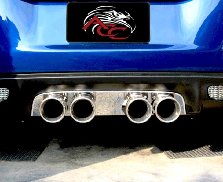 C6 Corvette Exhaust Filler Panel Polished Stainless Steel - Borla Sport Quad Oval Tips