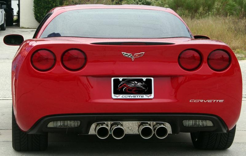 C6 Corvette Exhaust Filler Panel Polished Stainless Steel - Borla Stinger / Touring Quad Round Tips