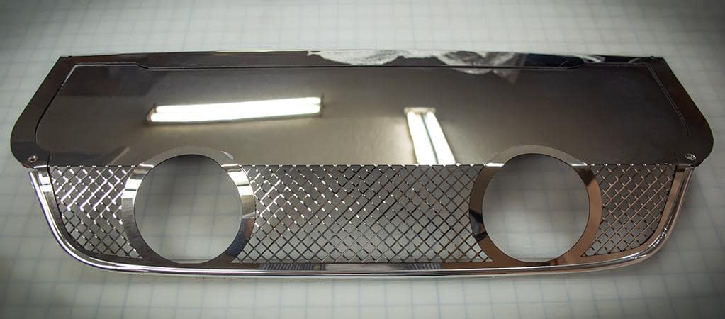 C6 Corvette Laser Mesh Exhaust Filler Panel Polished Stainless Steel - Corsa 4 inch Dual Tips