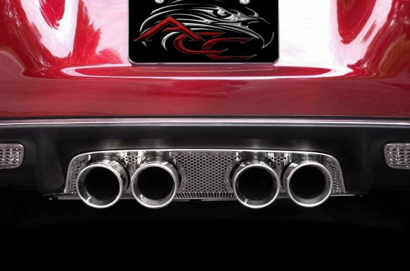 C6 Corvette Perforated Exhaust Filler Panel Polished Stainless Steel - Borla Stinger / Touring Quad Round Tips