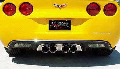 C6 Corvette Perforated Exhaust Filler Panel Polished Stainless Steel - Corsa 4 inch Quad Tips