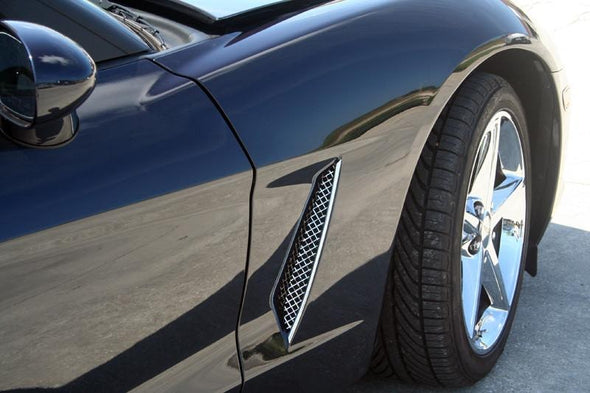 C6 Corvette | Side Vent Grilles | Laser Mesh | 2 pc | Polished Stainless Steel