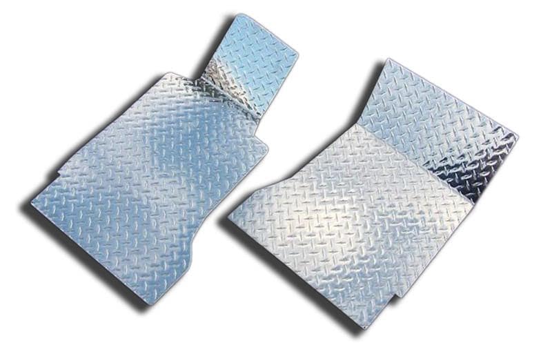 C6 Corvette Silver Diamond Plate Floor Mats - Polished Aluminum