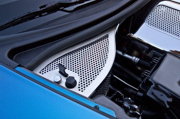 C6 Corvette Z06 and Grand Sport Dry Sump Oil Tank Cover - Perforated Polished Stainless Steel