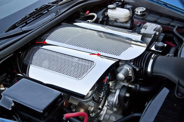 C6 Corvette Z06 LS7 Plenum Cover - Low Profile Polished Perforated Stainless Steel