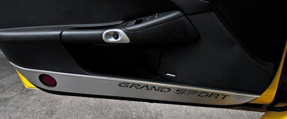 C6 Grand Sport Corvette Door Guards - Brushed Stainless Steel w/ Carbon Fiber Inlay | 2 pc