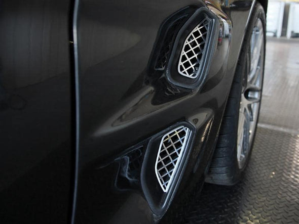 C6 ZR1 Corvette Side Vent Grilles | Laser Mesh | 2 pc | Polished Stainless Steel