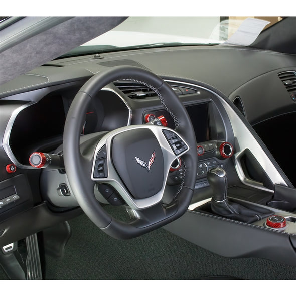 C7 Corvette Carbon Fiber Interior Knob Kit, Color Matched Paint