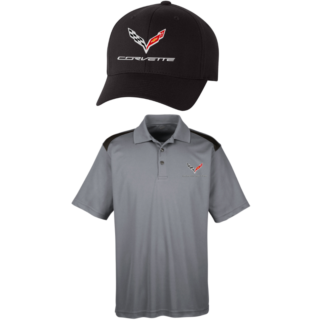 C7 Corvette Polo Shirt and Hat Bundle