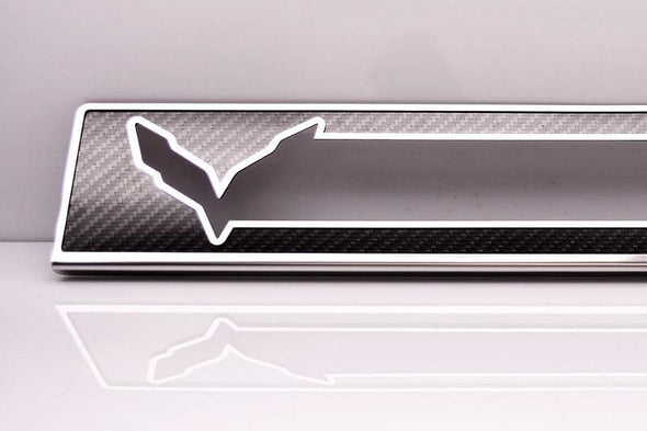 C7 Corvette Stingray Carbon Fiber Door Sill Overlay 2Pc Stainless Steel Trim