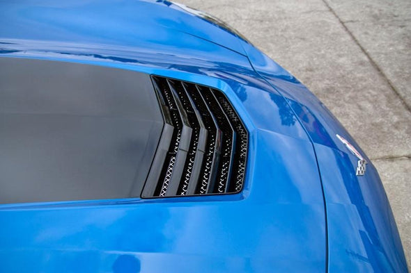 C7 Corvette Stingray / Grand Sport Laser Mesh Hood Vent Grille - Polished Stainless Steel
