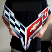 c8-corvette-crossed-flags-emblem-steel-sign