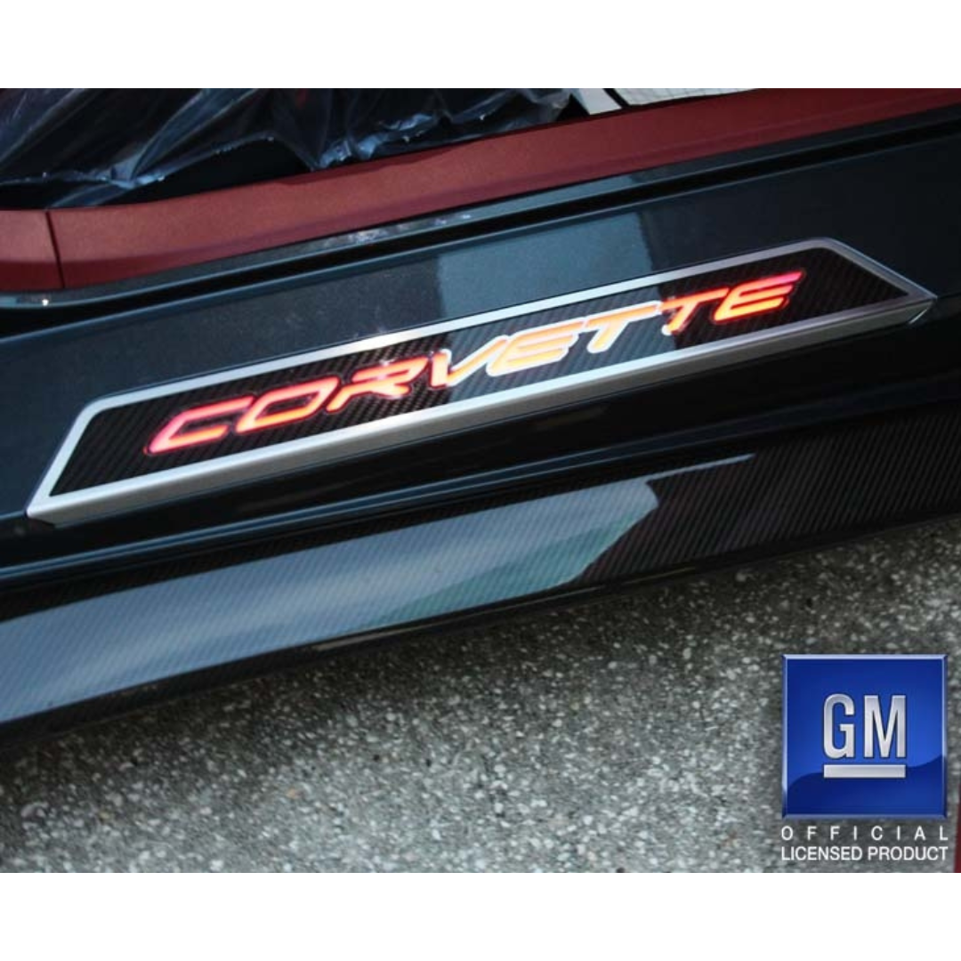 C8 Corvette Stainless Steel Replacement Door Sills - Illuminated