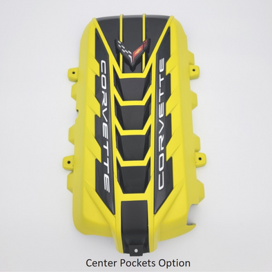 C8 Corvette Stingray Accelerate Yellow / Black Center Pockets Engine Cover
