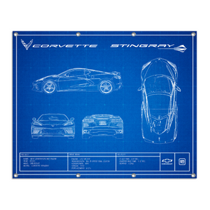C8 Corvette Stingray Blueprint Giant Garage Banner