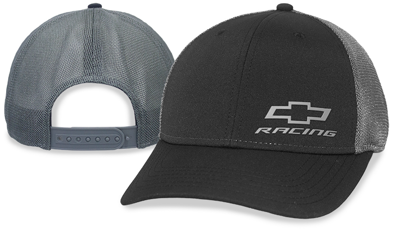 Chevy Racing Bowtie Black / Grey Mesh Performance Fabric Hat / Cap