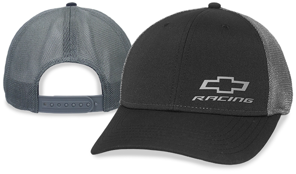 Chevy Racing Bowtie Black / Grey Mesh Performance Fabric Hat / Cap